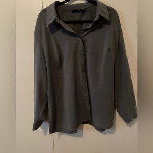 George Woman Dark Gray Cozy Casual Button-down Long Sleeve Blouse